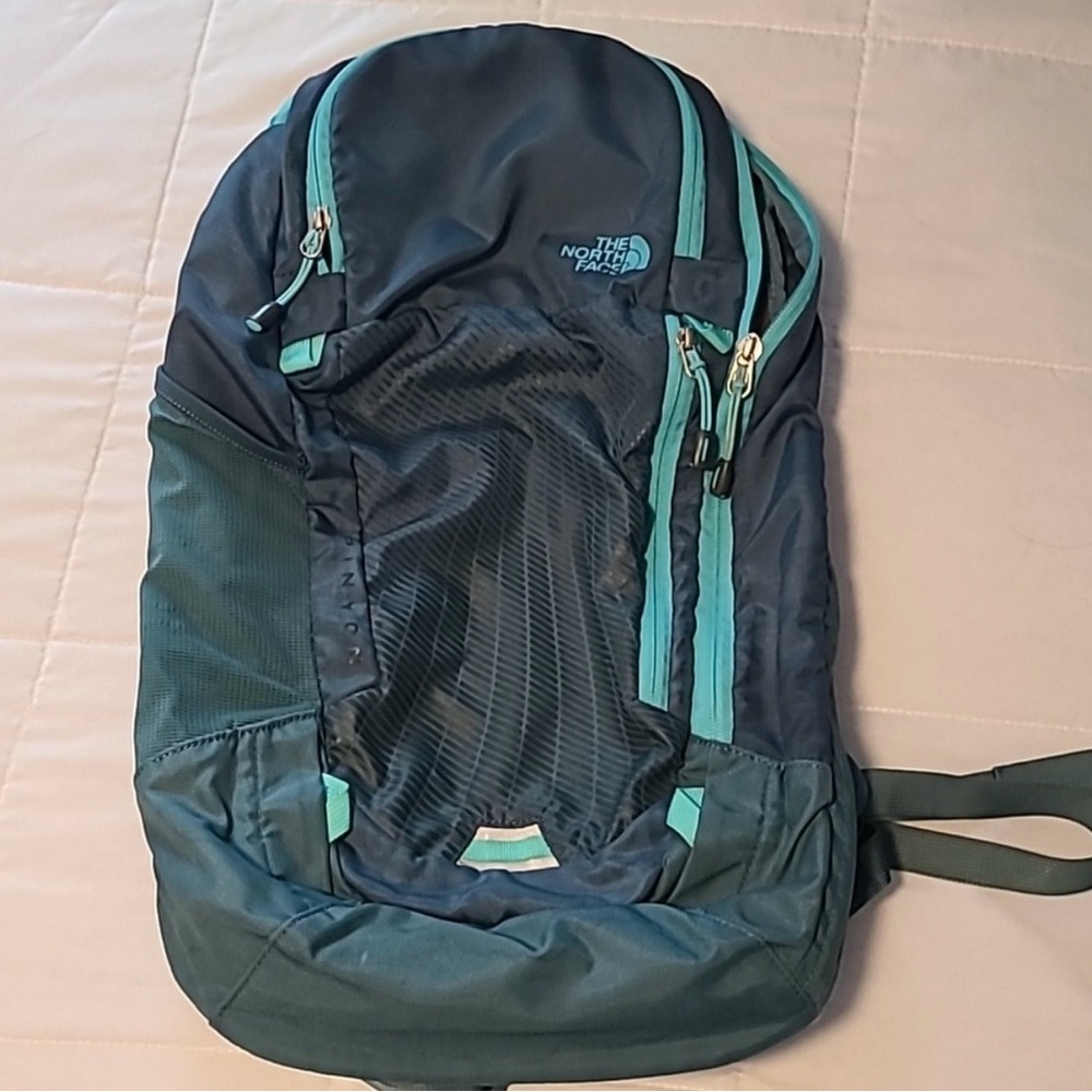 The North Face Navy and Aqua Backpack